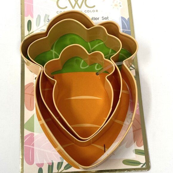 Cook With Color 3 Piece Carrot Cookie Cutter Set Baking Easter Holiday - Picture 6 of 9